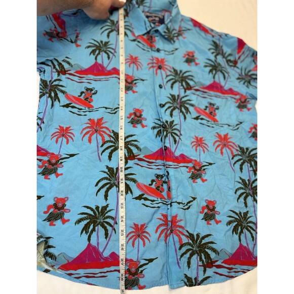 Grateful Dead x Section 119 Hawaiian Shirt Mens L Blue Jerry Garcia Bear Retro - Picture 5 of 8